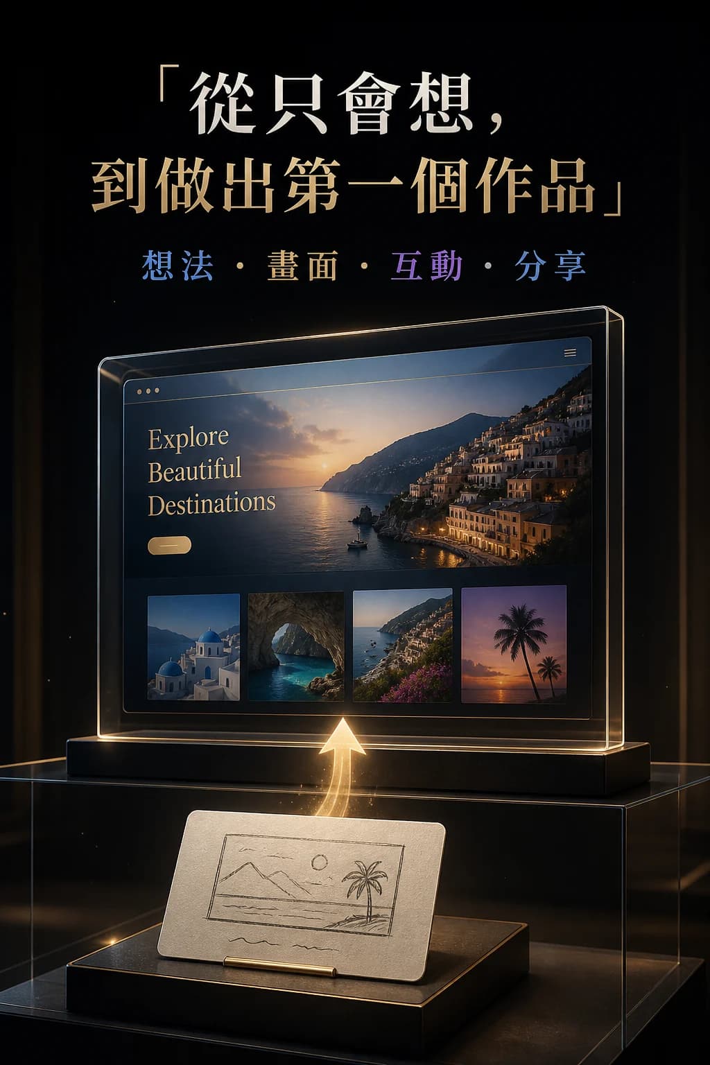 從只會想到做出第一個作品的前後轉變行銷圖
