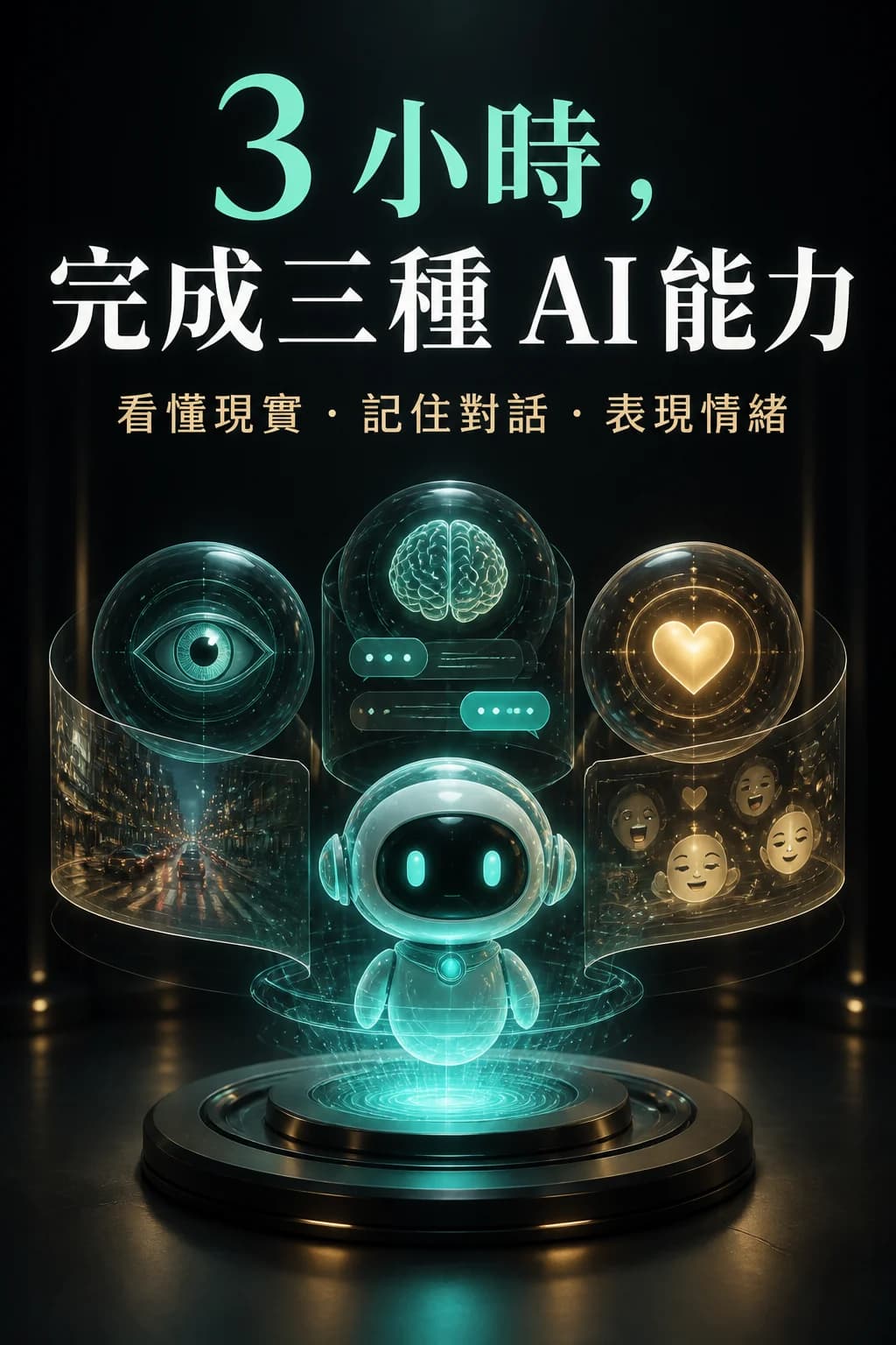 三小時完成視覺記憶情緒三種 AI 能力的課程方案圖