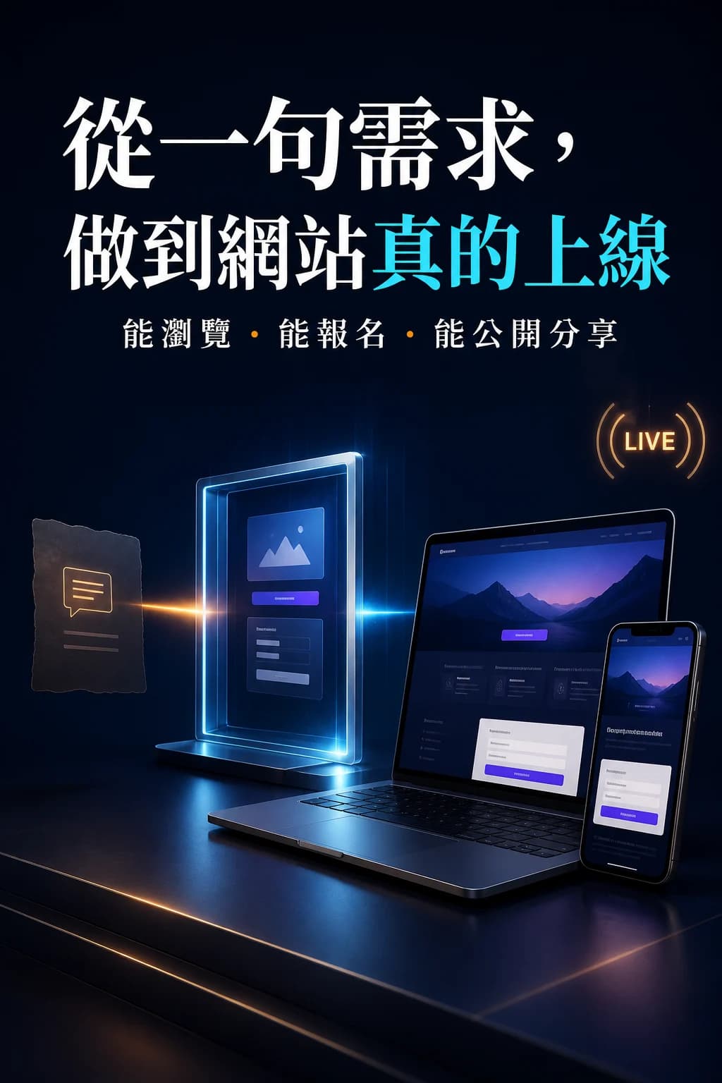 從一句需求做到網站真正上線的 Vibe Coding 課程主視覺