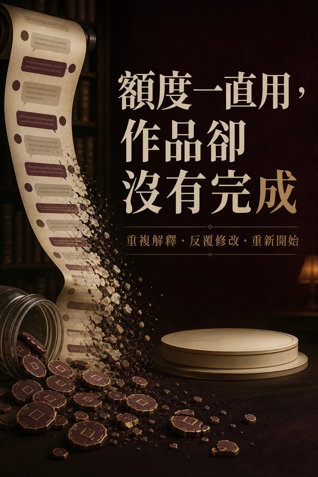 Claude 額度一直使用但作品仍未完成的痛點辨識行銷圖