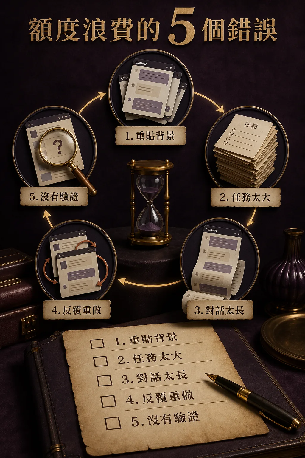 Claude 額度浪費五個常見錯誤圖解