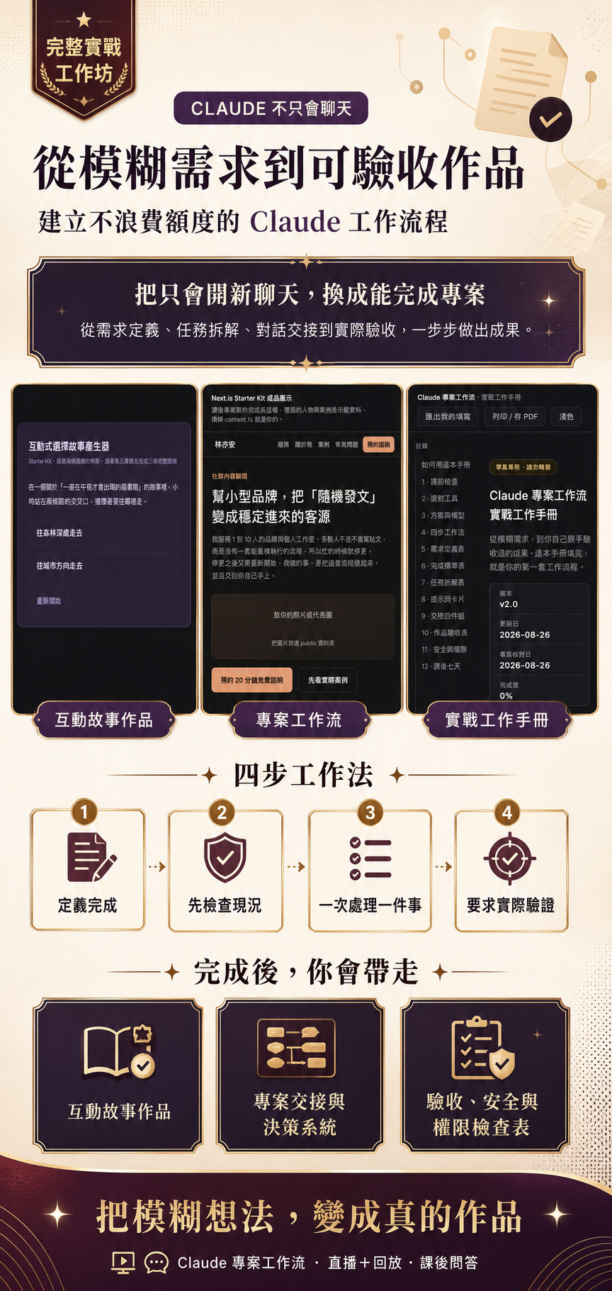 Claude 專案工作流完整實戰工作坊銷售海報