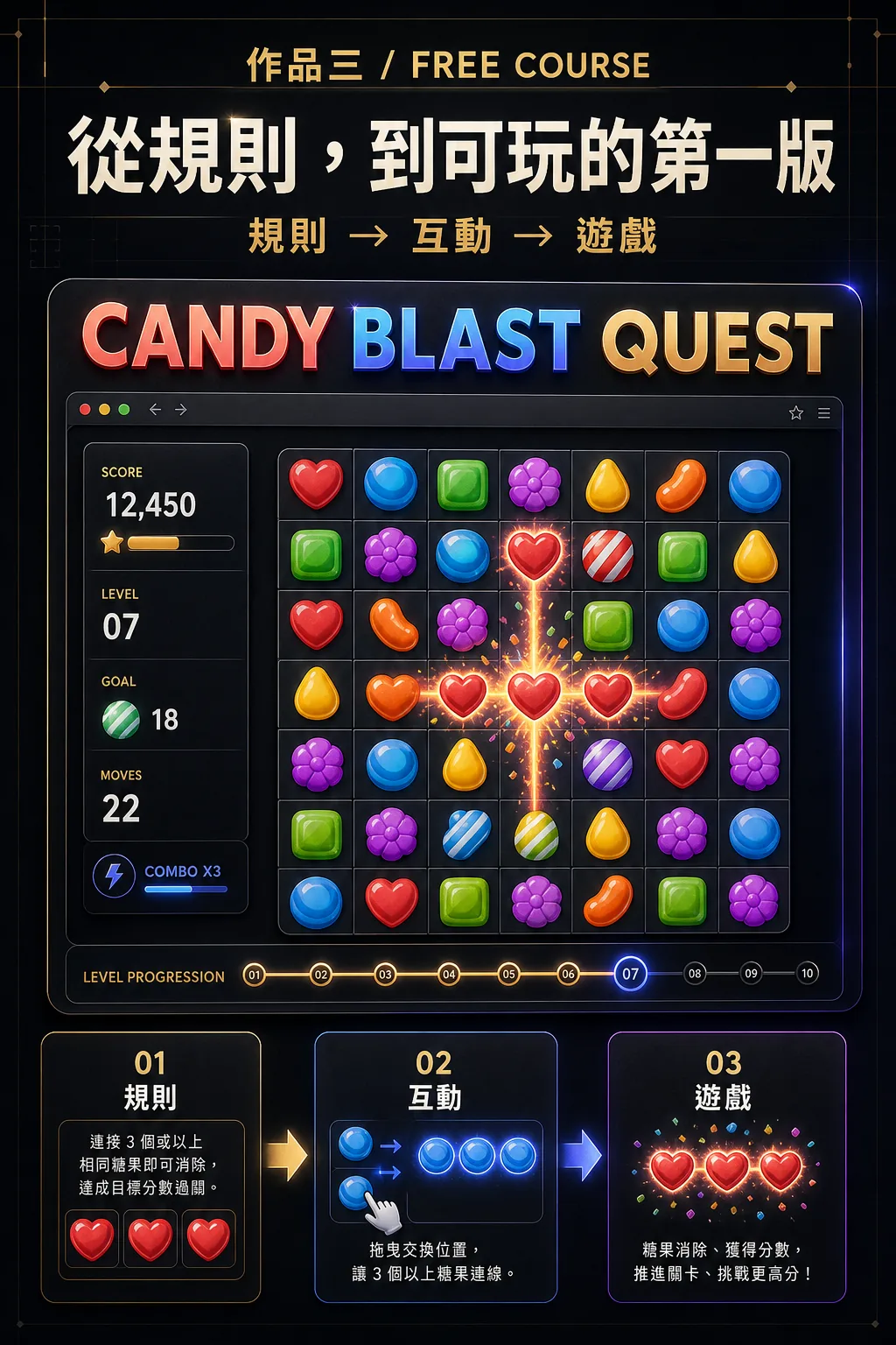 Google AI Studio Candy Blast Quest 小遊戲成果展示