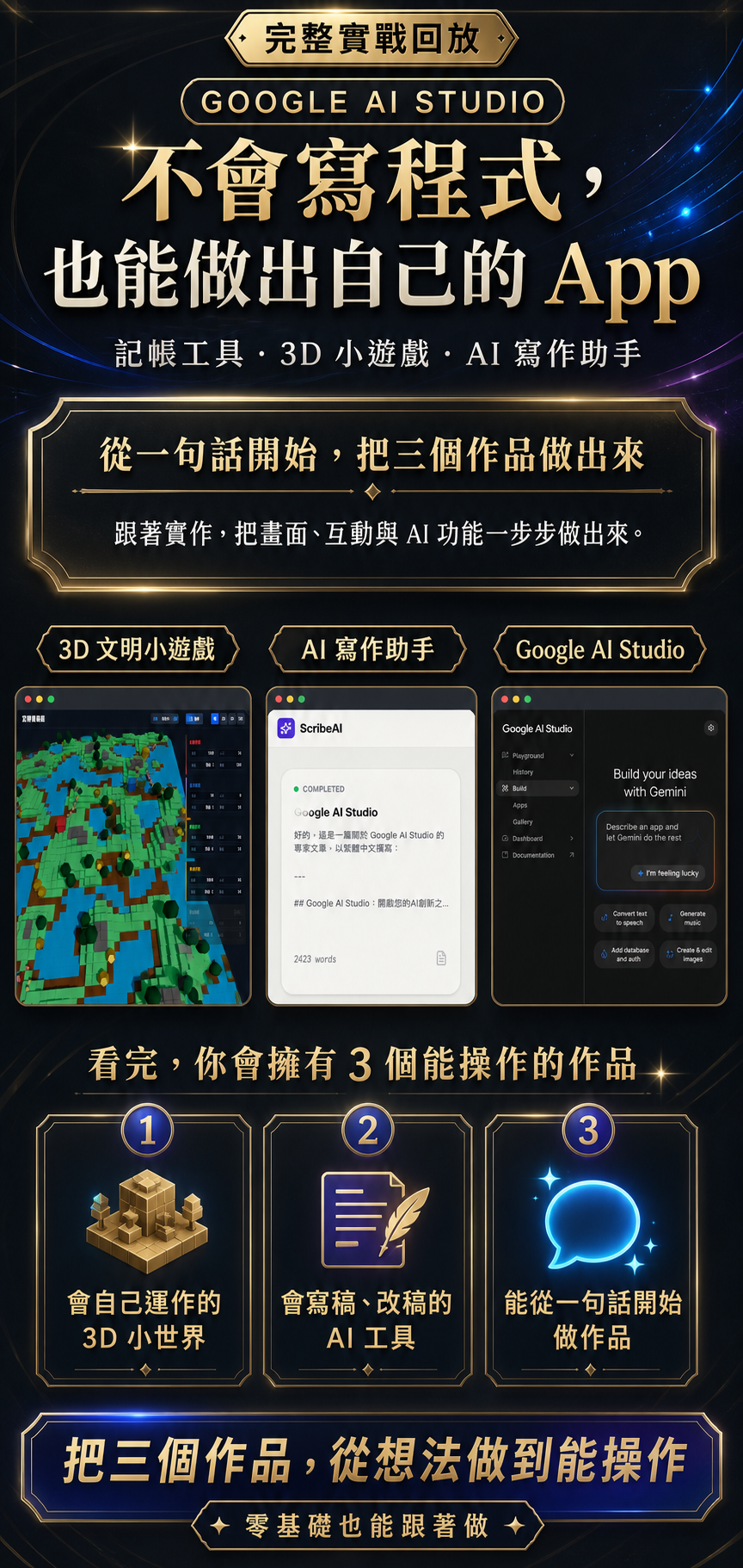 Google AI Studio 實戰工作坊完整銷售海報