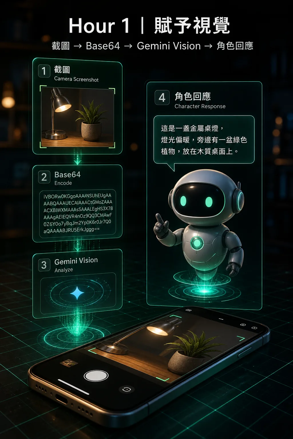 Unity AR Hour 1 截圖 Base64 Gemini Vision 角色回應流程