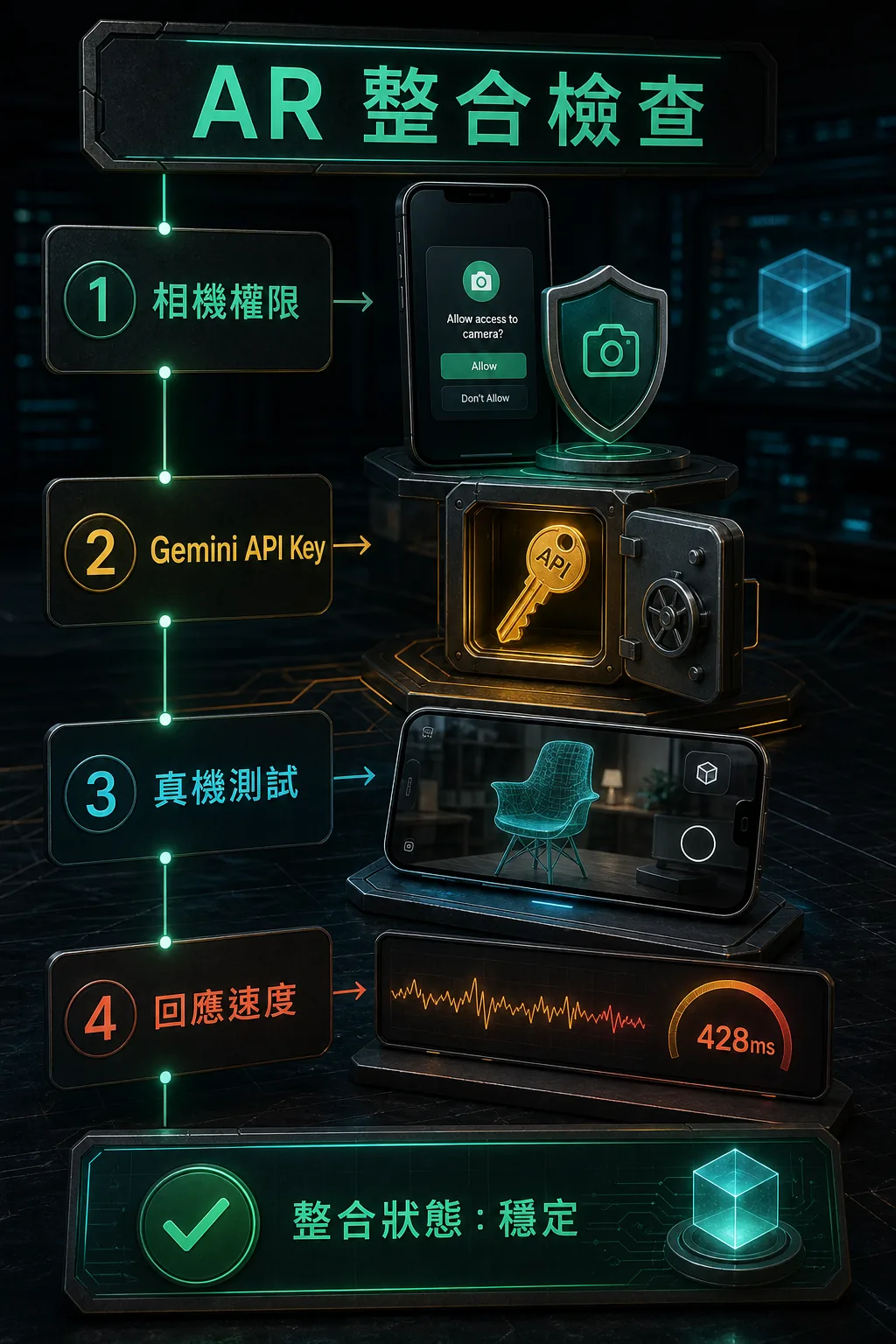 Unity AR 相機權限 Gemini API Key 真機測試回應速度檢查表