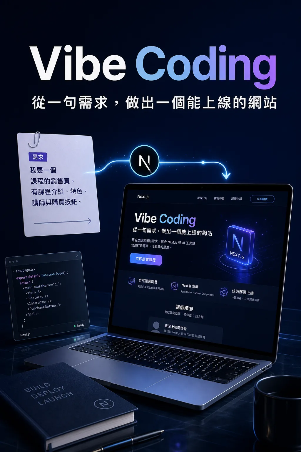 Vibe Coding 從一句需求到 Next.js 網站的直向主視覺