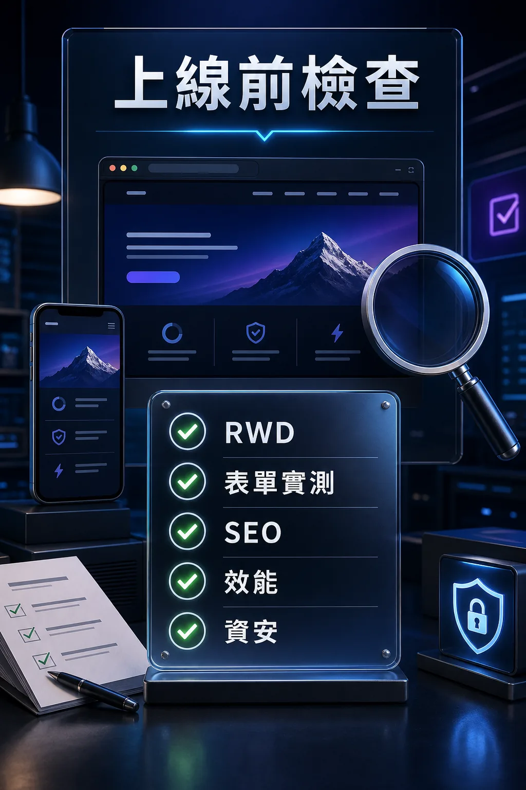 網站上線前 RWD 表單 SEO 效能資安檢查圖