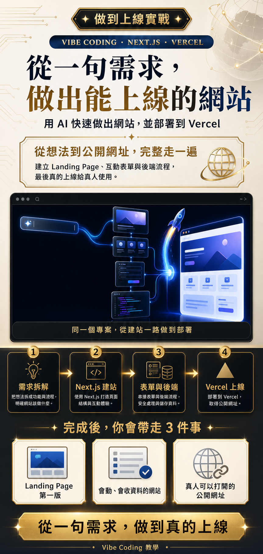 Vibe Coding Next.js 與 Vercel 網站實戰完整銷售海報